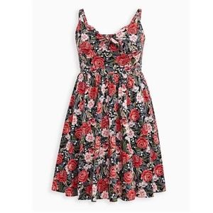 Torrid 2 Tie Front Dress Black with Roses